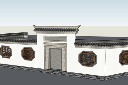 新中式围墙模型图片