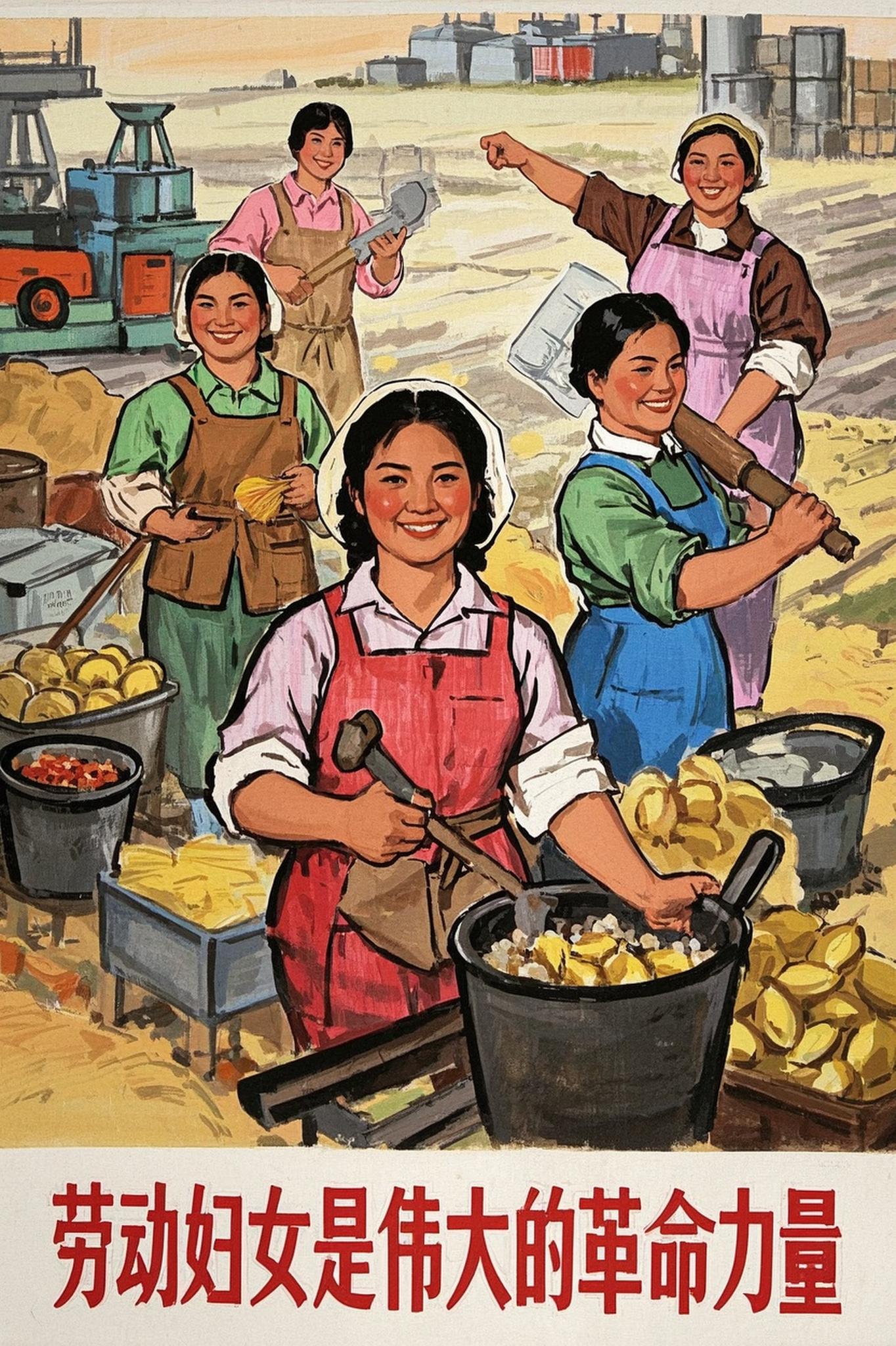 时代赞颂风劳动妇女力量宣传画