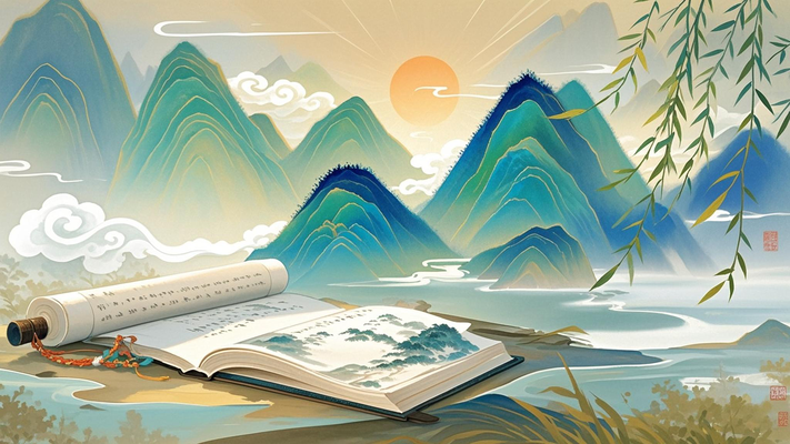 水墨风阅读主题场景