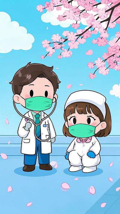Q 版萌系插画两个医生