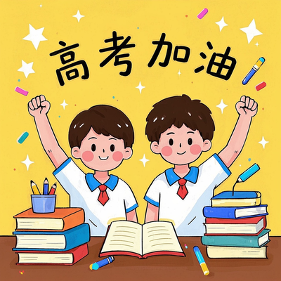 高考加油扁平插画