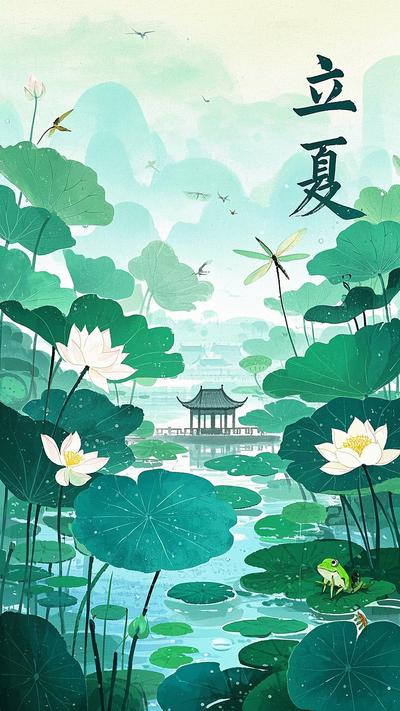 传统中式立夏主题插画海报