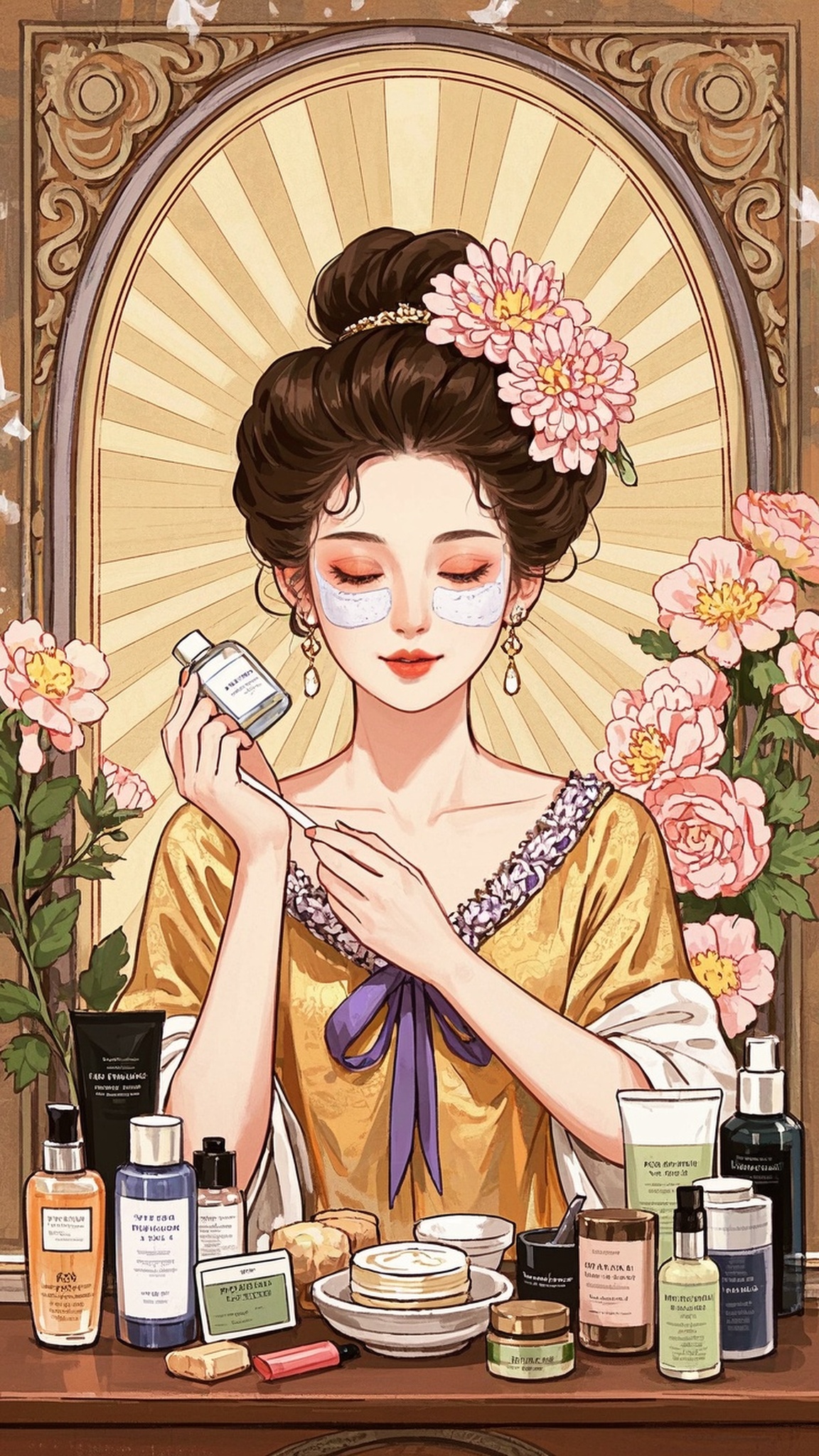 做面膜的美人