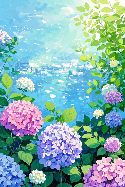 梦幻的绣球花海