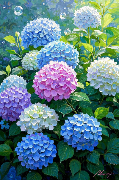 浪漫的绣球花丛