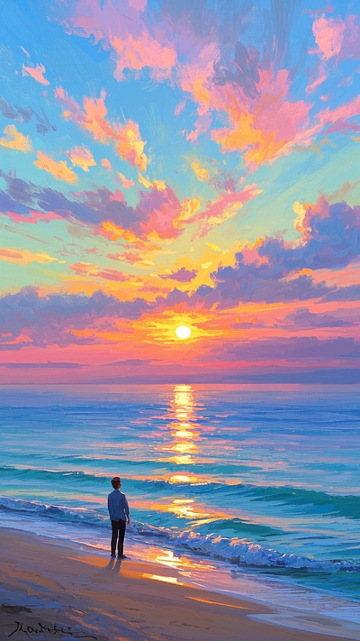 宁静海边凝望