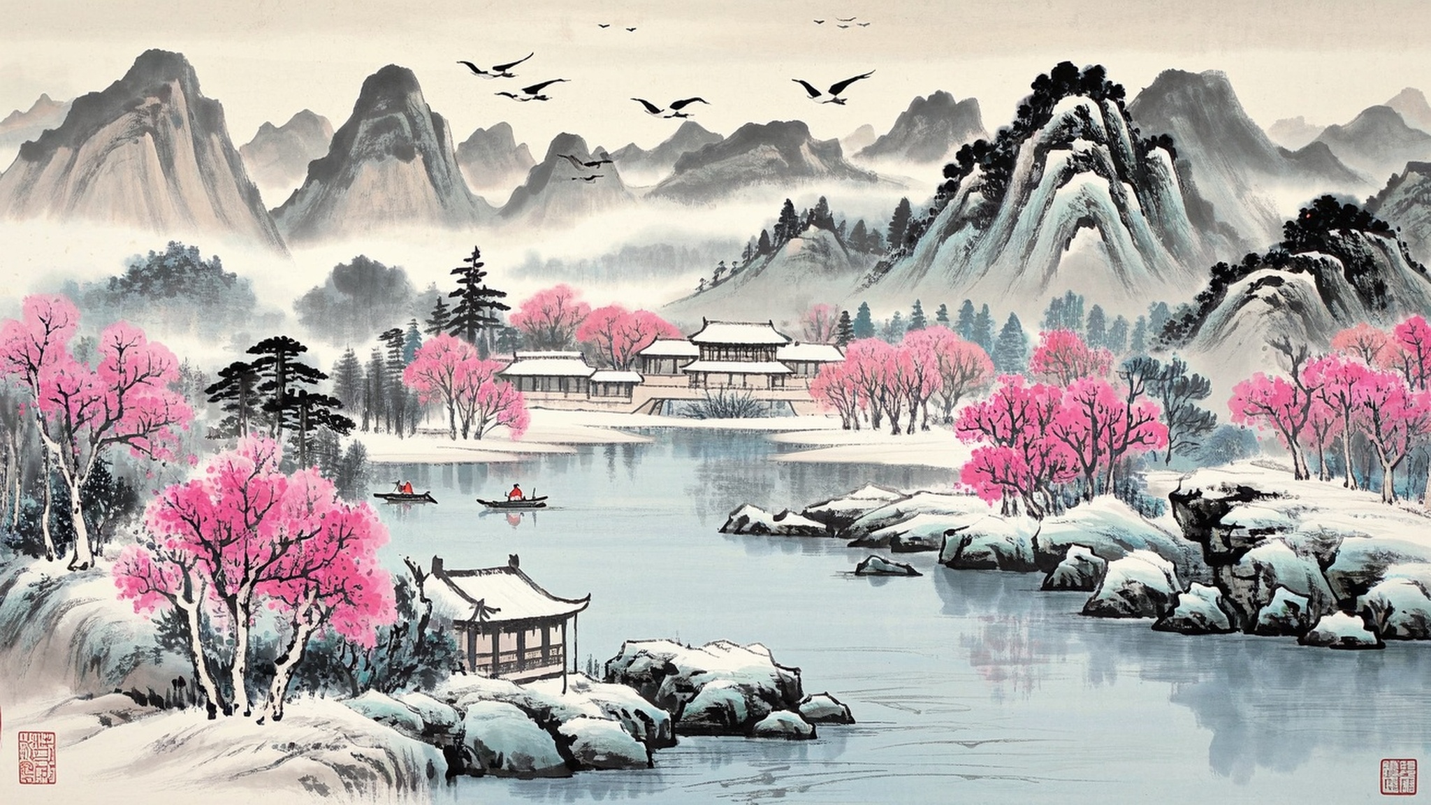 淡墨山水画