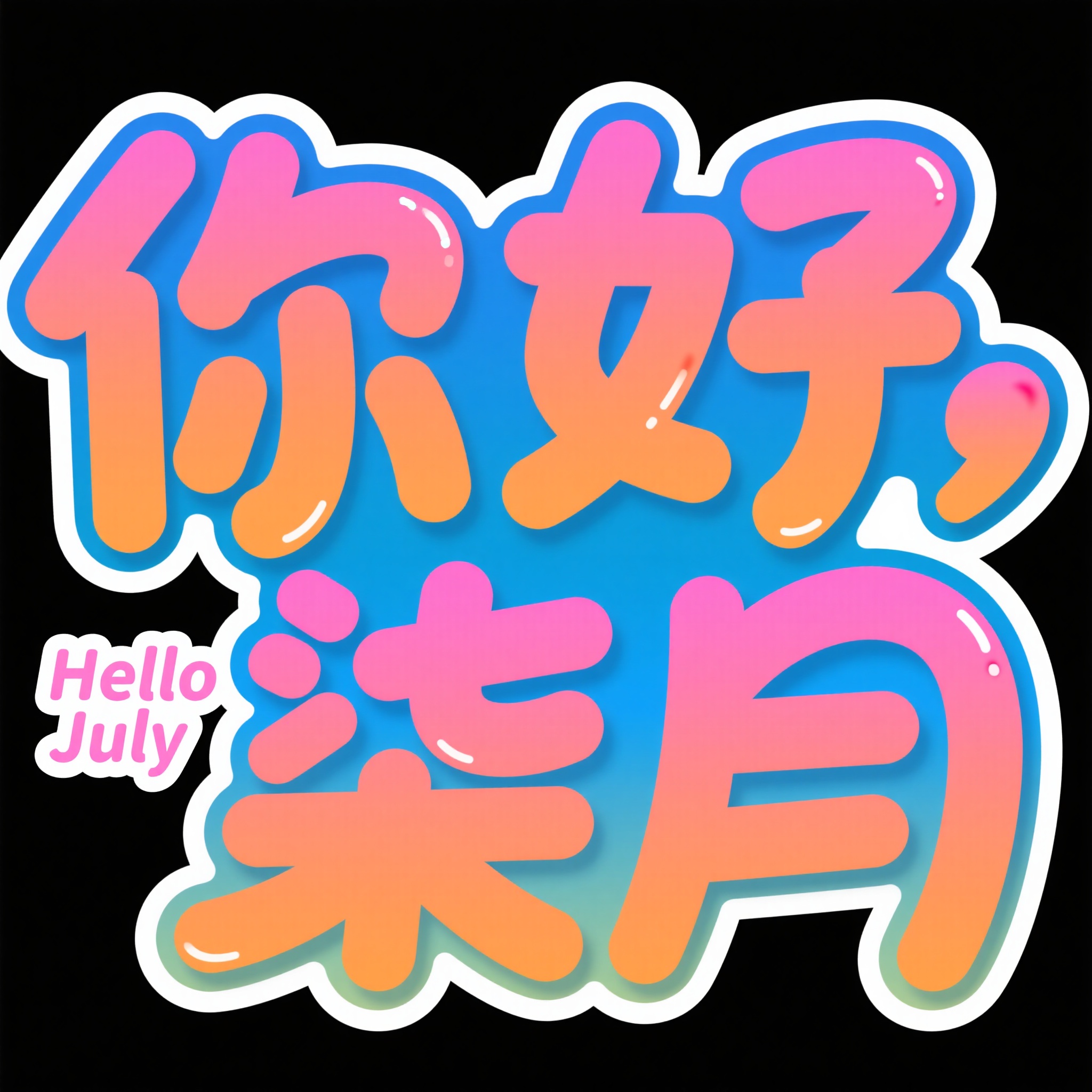你好七月艺术字