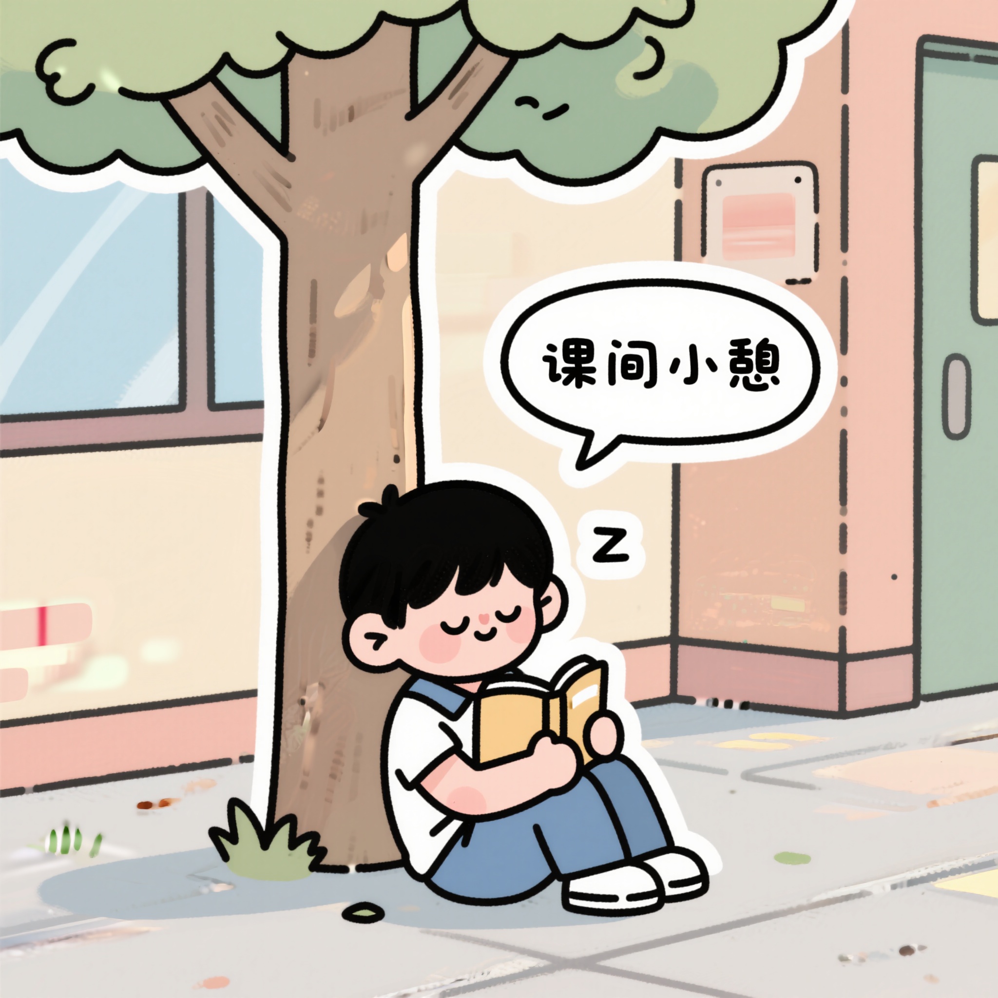 课间小憩校园插画
