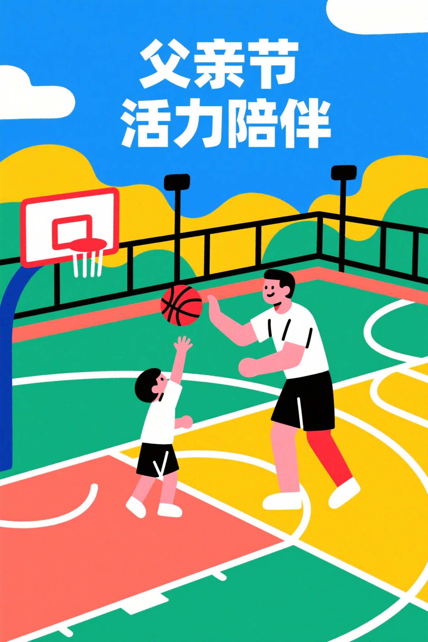 父亲节运动互动插画
