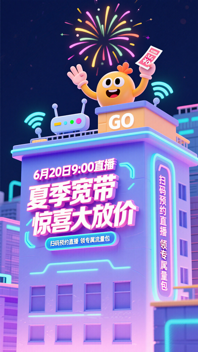 夏季宽带直播活动促销宣传海报