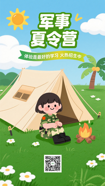 暑期军事夏令营训练营招生海报