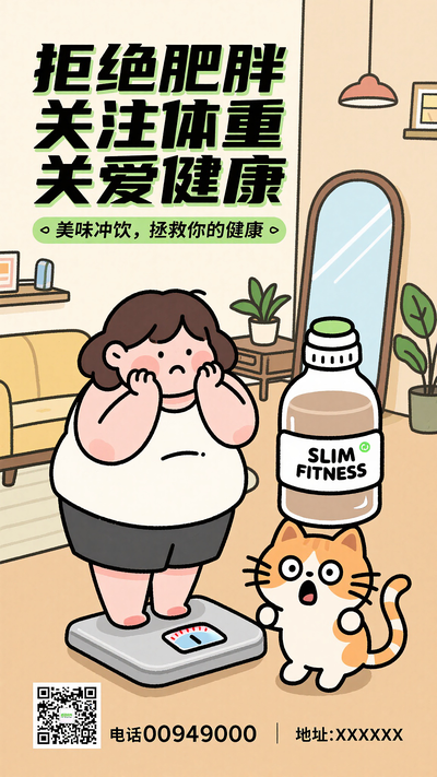 解决肥胖减肥减脂瘦身促销海报
