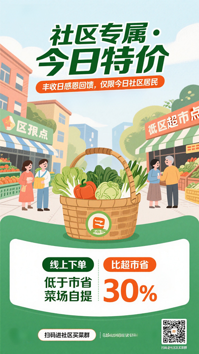 社区蔬菜生鲜团购拼单专属促销海报