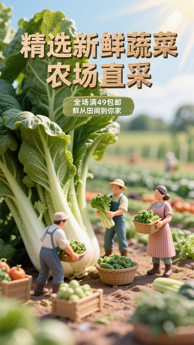 农场直采新鲜蔬菜团购海报