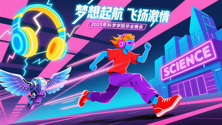 梦想起航飞扬激情潮流插画毕业晚会背景海报