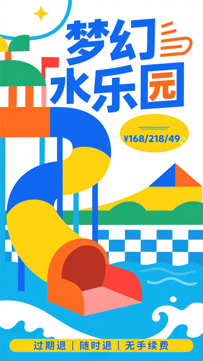 暑期水上乐园水公园促销海报