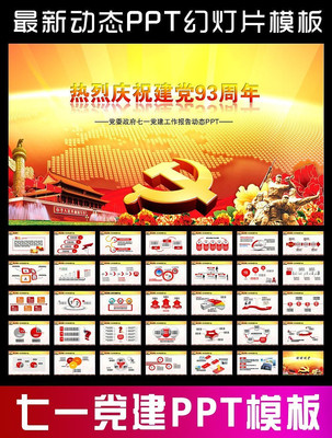 七一党建政府机关工作报告总结动态PPT ppt