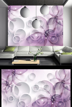 ��ɫ3D���廨�ܱ���ǽ PSD