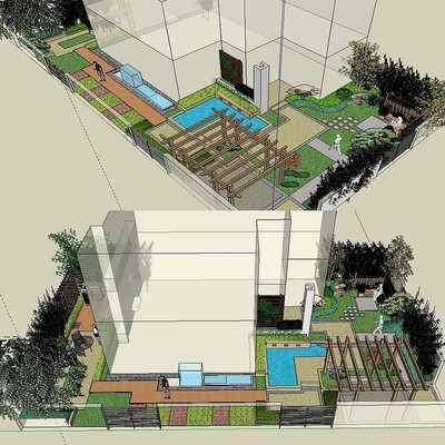 ��ͼ��ʦsketchup˽��ͥԺ��԰����ģ�� ����