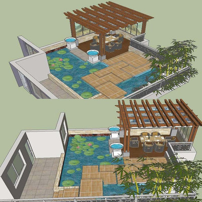 ��ͼ��ʦsketchup�ݶ���԰����ģ�� ����