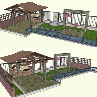 ��ͼ��ʦsketchupСͥԺ����ģ�� ����