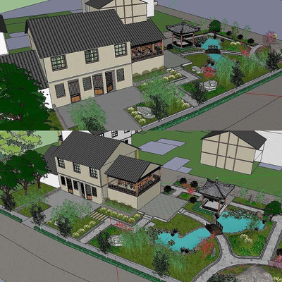 ��ͼ��ʦsketchup��ʽ��԰ͥԺ����ģ�� ����