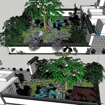 ��ͼ��ʦsketchup��ʽͥԺ��԰����ģ�� ����