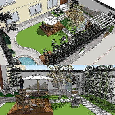 ��ͼ��ʦsketchup��ʽͥԺ����ģ�� ����