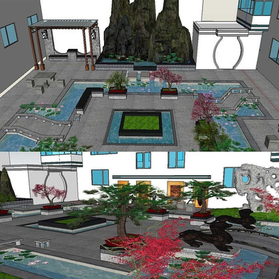 ��ͼ��ʦsketchup��ʽͥԺ����ģ�� ����