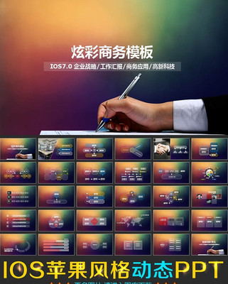 炫彩苹果IOS7风格商务动态PPT模板 ppt