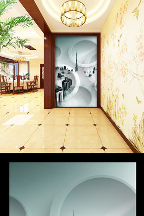 3D����ԲȦ�ڰ׳������ظ��ϱ���ǽ PSD