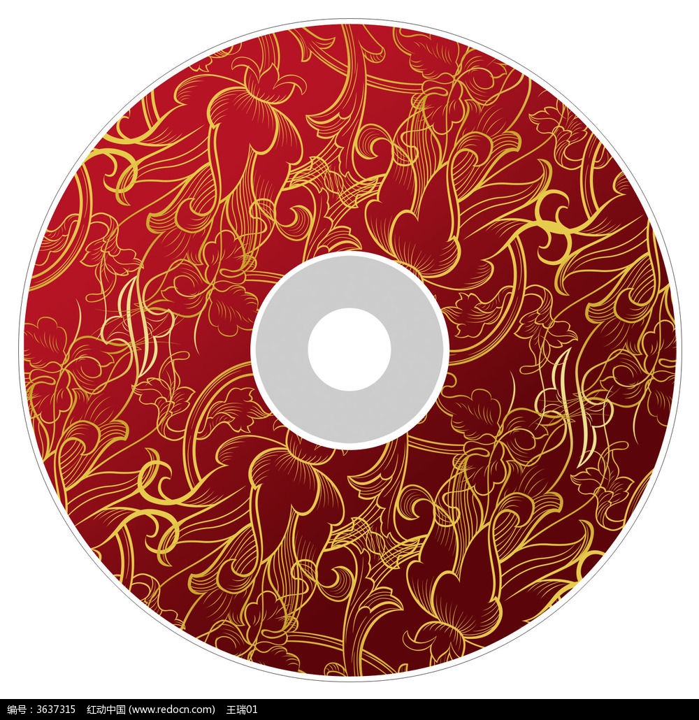 古典花纹光盘贴设计psd
