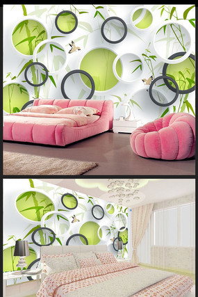 ��ɫ����С��3DԲȦ���ӱ���ǽ PSD