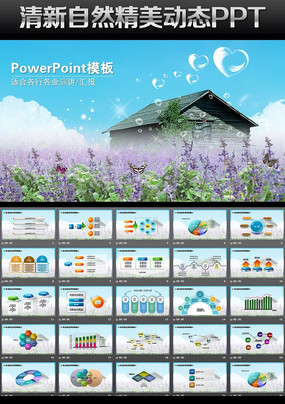 紫色唯美薰衣草动态PPT ppt