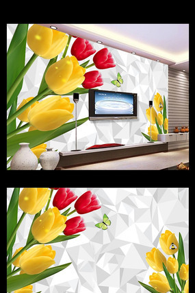 �����㻨��3D���ӱ���ǽ PSD