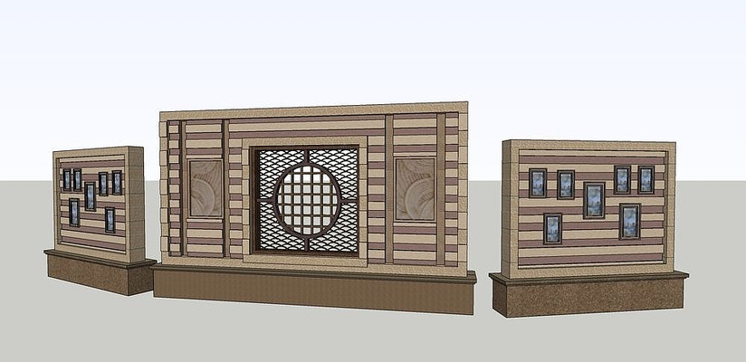 ����ʽ�ŵ侰ǽSUģ�� skp