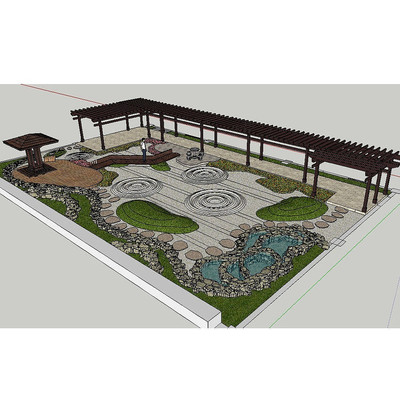 ��ɽˮ��ʽ�ݶ���԰��ͼ��ʦģ�� skp