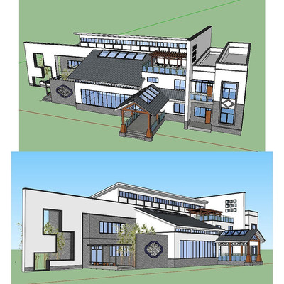 ����ʽ�ײ�칫¥������ͼ��ʦSUģ�� skp