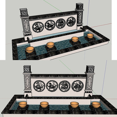 ��ʽ��ˮ��ǽ��ͼ��ʦģ�� skp