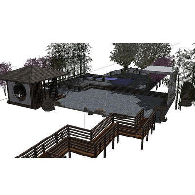 ��ʽͥԺ�ռ��ͼ��ʦģ�� skp