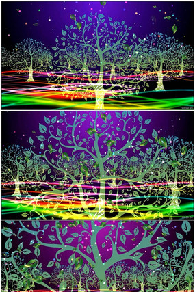 唯美梦幻荧光树视频素材 唯美梦幻荧光树视频素材
