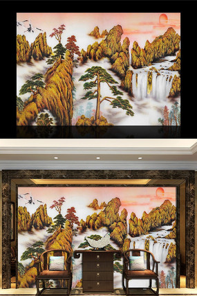 �ʵ�ɽˮ��ʽӭ���ɱ���ǽ TIF