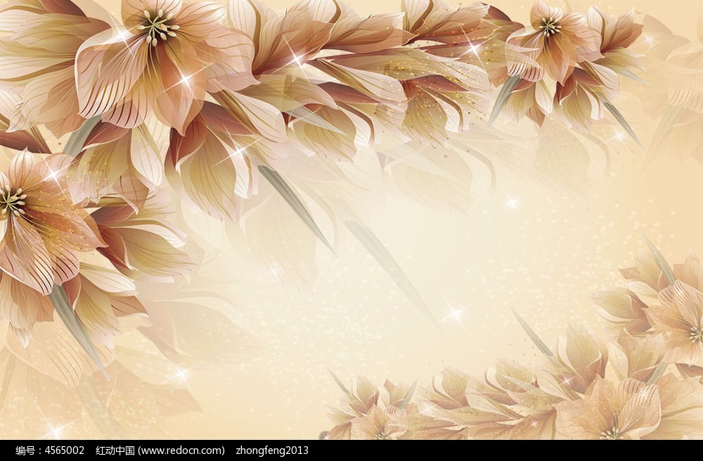 简约梦幻花朵电视背景墙