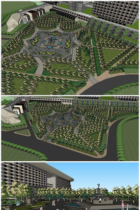 ��ɫֲ�﹫԰�㳡SUģ�� skp