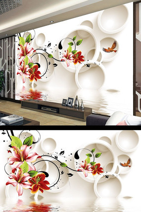 3D圆圈花藤电视背景墙 3D圆圈花藤电视背景墙