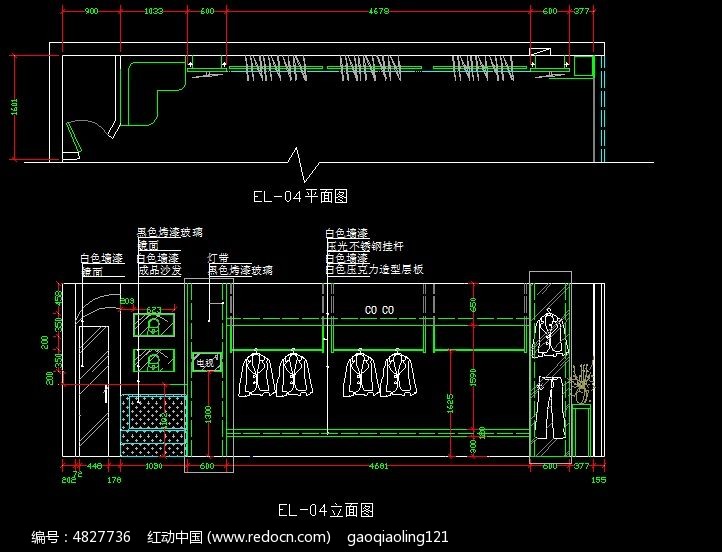 服裝店牆面造型設計圖紙