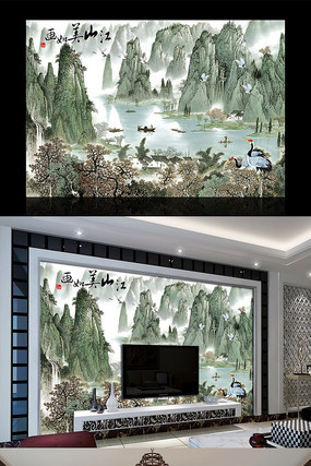 江山如画中式山水电视背景墙 江山如画中式山水电视背景墙