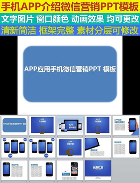 手机app介绍微信营销ppt模板 pptx
