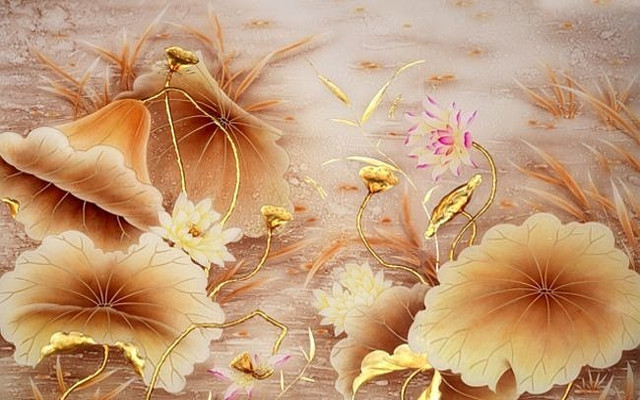 荷塘中式电视背景墙 荷塘中式电视背景墙